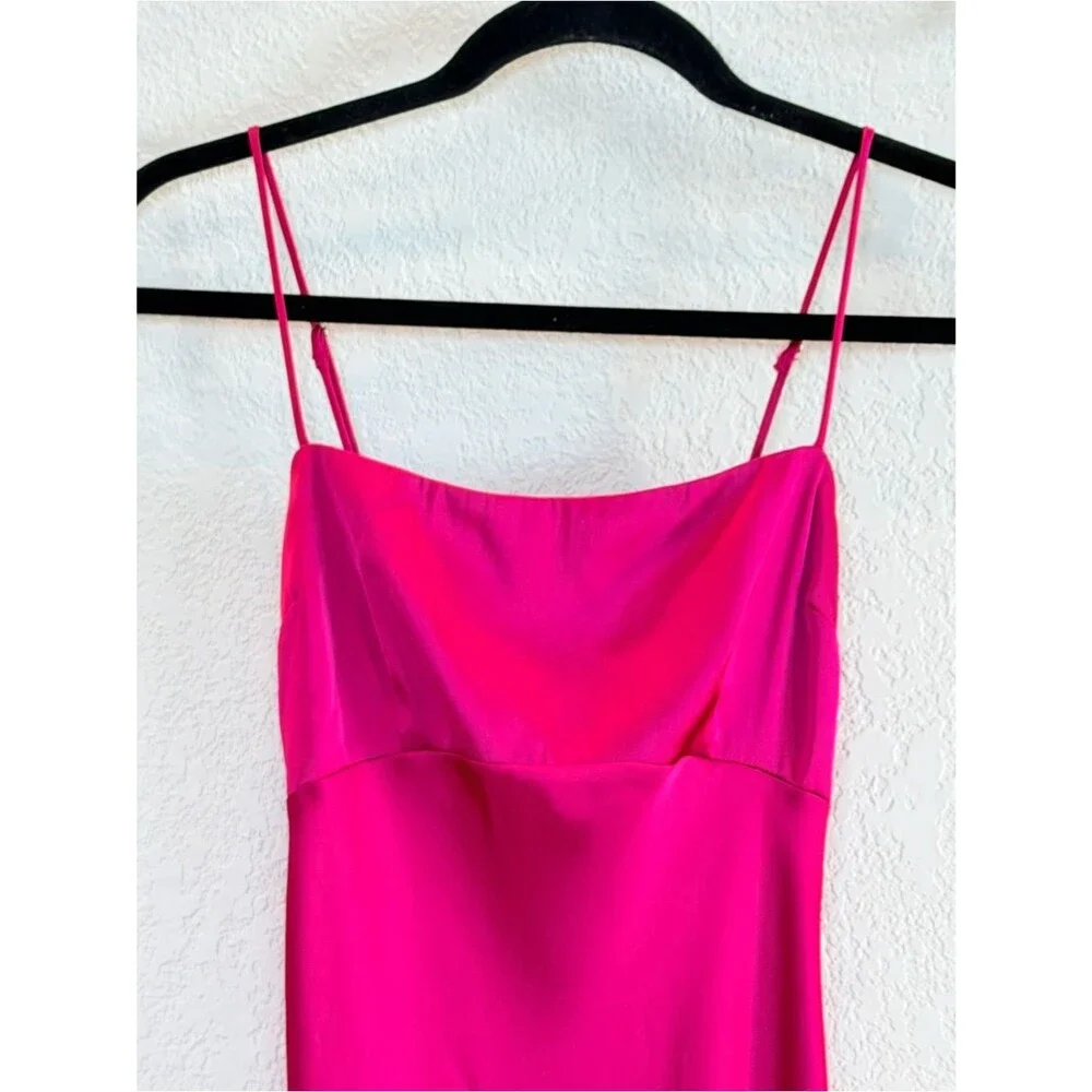 Abercrombie & Fitch Satin Cowl Back Slip Midi Dress in Hot Pink NWT! Size XS